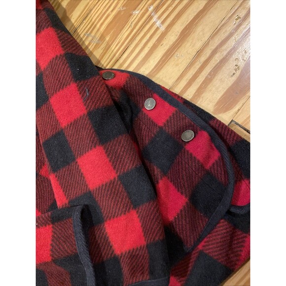 Women's Chaps Buffalo Plaid Fleece Pullover 3/4 Snap Front Medium Red Black - Picture 3 of 4